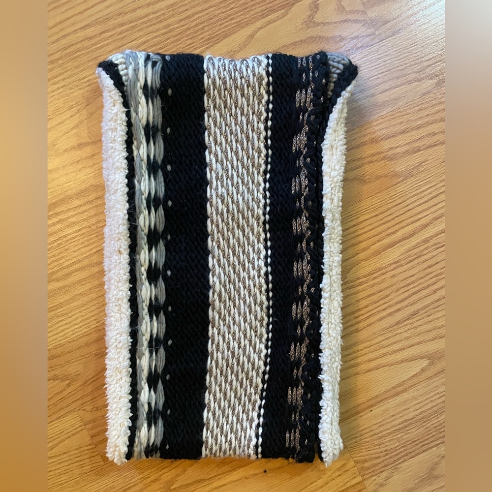 Cost Plus World Market Striped Black and Cream Scarf
